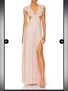 Tularosa Dusty Rose Ruffle Maxi Gown